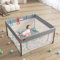 EAQ Baby Laufstall Faltbar,Extra Stabil Baby-Laufgitter mit passender Matte, Aktivitätszentrum für Kinder für drinnen und draußen mit rutschfester Unterseite (Quadrat)