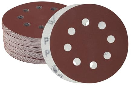 Meccion 125mm Discos de Lija 50 Piezas Grano 600 Lija Circular con 8 Agujeros Papel de Lija para Lijadora orbital Aleatoria