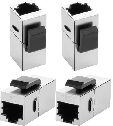XMSJSIY Cat7 Keystone Jack Coupler RJ45 Female to Female Keystone Jack Shielded Connecter Inline for Wall Plate 8P8C Cat7 Modular Ethernet Coupler Connector for Cat7/Cat6/Cat6A/Cat5e/Cat5-4PCS