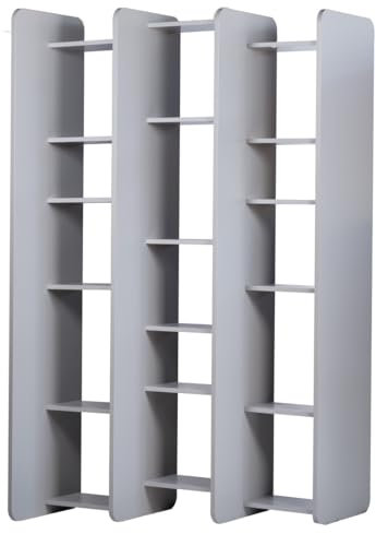 Meubletmoi Avalon 8907 Bücherregal, grau, offenes Design, unregelmäßige Form, L. 141 cm, Raumteiler-Stil – modern und originell
