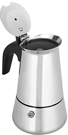 Lybunair Stainless Steel Stovetop Espresso Maker Portable Coffee Pot Moka Espresso Maker Italian Coffee Maker, 2/4/6/9 Cups (100ml, 200ml, 300ml, 450ml) (200ml)