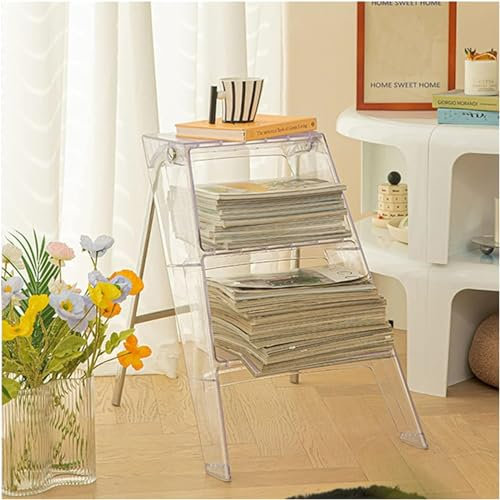DAXUESEH Scala A Tre Gradini in Acrilico Sgabello Scala Portatile Scala Multifunzionale Per La Casa Nordica Sgabello Pieghevole Trasparente Scaletta Antiscivolo Con Pedale Per Libreria