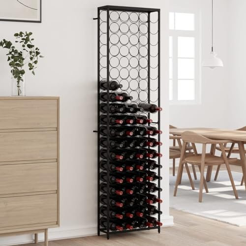 Tidyard Casier à Bouteilles de 95 Bouteilles Noir 54x18x200cm Fer forgé, Casier à Vin Range Bouteilles, Porte Étagère à Bouteille pour Cuisine, Bar, Salon, Bistro, Cave à Vin