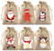 6Stk Weihnachten Jutesäckchen, Klein Jutesack Weihnachten Geschenktüten mit Kordelzug, Weihnachts Süßigkeiten Taschen Party Leckereien Taschen, Weihnachts Advent Taschen für Kinder, 10x15cm