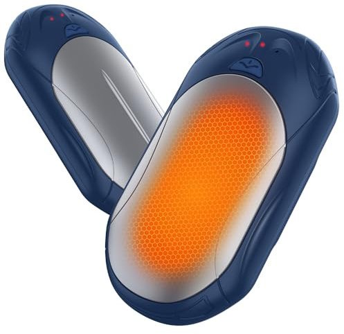BOSONER Electric Hand Warmers Rechargeable: 2 Pack 6000mAh USB Hand Warmer Reusable - Portable Pocket Heater Electronic Handwarmers - Tech Gifts for Women Men Gadgets (Blue Silver, One Size)