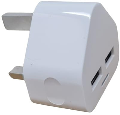Dual USB Plug Fast Charger - 2A Double Charging Plug Adapter - Dual Mains Charger Fast Charging Plugs With USB Port UK - Compatible With Samsung iPhone 15 14 13 12 11 - By Electoys