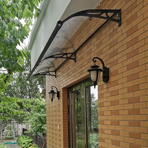Aeovot Vordach für Haustür Überdachung aus Aluminium und Polycarbonat, Haustürvordach Fenstermarkise, mit Waschbecken, für Balkon, Traufe, Garten(Braun,100x100cm)
