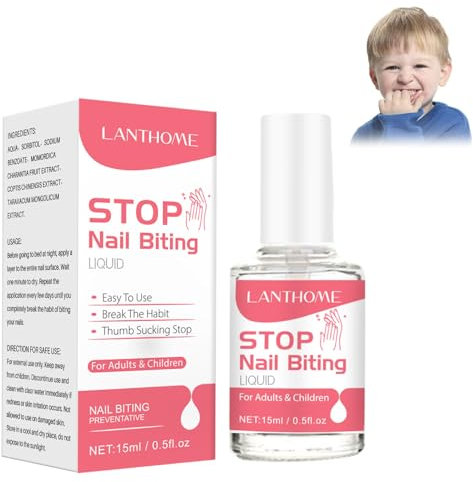 DMQ Quick Drying Stop Biting Nails, Anti Biting Nail Polish - Clear Varnish with Treatment Benefits for Adults & Children - Easy Application