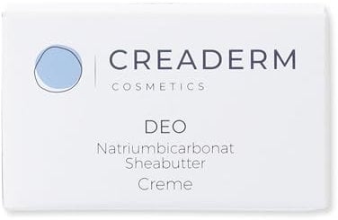 Creaderm Deocreme 100 ml, unisex, Natron, Reisstärke, Sheabutter und Mandelöl, bei empfindlicher Haut, für Männer/Frauen, gegen Schweißgeruch, absorbiert Feuchtigkeit, Deo Creme ohne Aluminium/Alkohol
