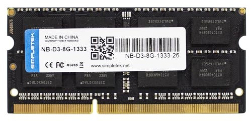SIMPLETEK - Modulo memoria RAM 8GB DDR3 1333MHz 1.5V Banco SODIMM Computer Notebook AIO