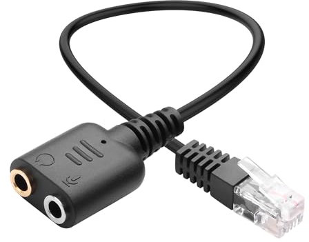 YACSEJAO RJ9 to Dual 3.5mm Telephone Audio Cable 8inch/20cm RJ9 Male to Dual 3.5mm Female Headphone Adapter for PC Telephone Phone Headset