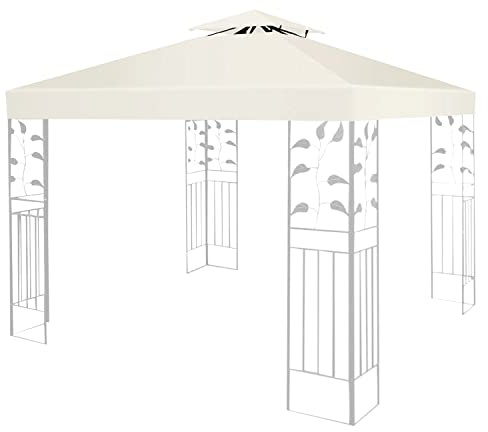 Jaxguom Ersatzdach für Pavillon 3x3 Wasserdicht Material Pavillon Plane 3x3 Ersatzdach Pavillondach Ersatzbezug Anthrazit (Beige)