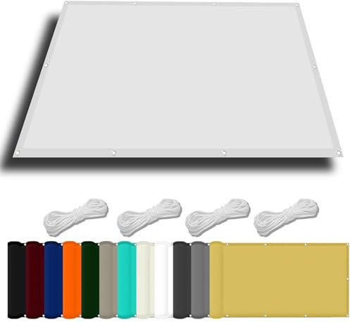 Toldo grande impermeable cuadrado de 1 x 9 m con bloqueo UV para piscina, patio, invernadero, incluye cuerda y kit de fijación, tela blanca