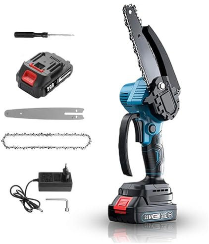 Mini Tronçonneuse 21V 6 Pouces, Petite Tronconneuse a Batterie 7500mAh, coupe branche electrique 800W, Outillage de Jardin Motorisé pour Couper du Bois, Tailler des Branches