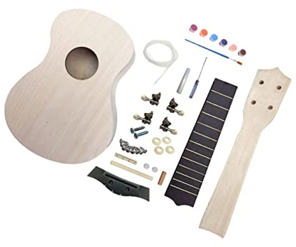 ERINGOGO Selbstgemacht Ukulele Kit – 21 Zoll Selbstbemalbar Lindenholz Akustisches Saiteninstrument Montageset für Kreative Bastler