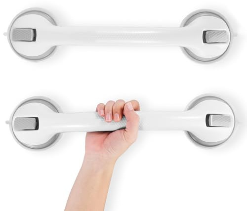 KINDLUME 2 Pièces Poignée Ventouse Douche, Barre de Douche Ventouse, Support Main Courante, Poignée de Sûreté Longue et Anti-Dérapante, pour une Assistance Stable sous la Douche