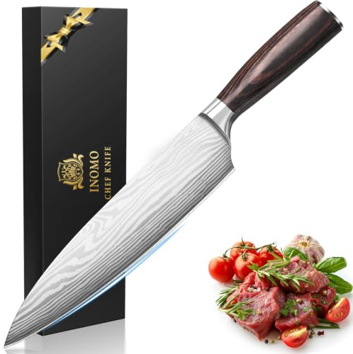 INOMO Geschenke Küchenmesser Klingenlänge 15 cm Profi Messer,Zuhause Kochen | Geschenke für Männer, Scharfe Ergonomische Klinge, Japanisches Messer Langlebig, Weihnachtsgeschenke Adventskalender