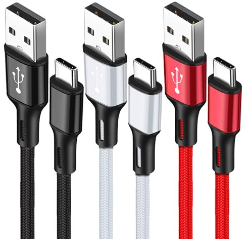 TwinkleHom USB C Charger Cable for Amazon Fire Max 11/Fire HD 10(13th Gen)/Fire HD 8 14th/12th/10th, Kindle 11th Generation Type C Nylon Braided Data & Fast Charge Lead E-Reader Cord, 3PACK (2M)