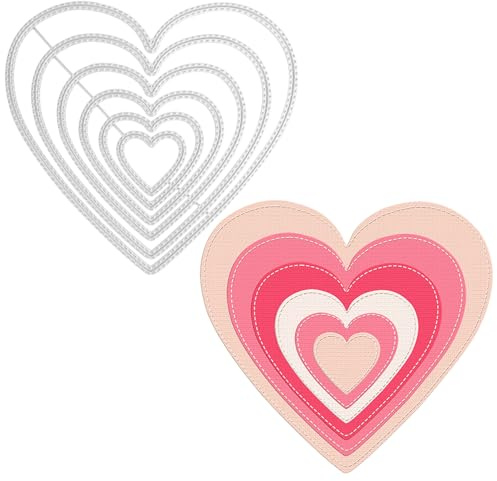 Präzisions-Stanzschablonen Set für Scrapbooking & Kartenbasteln - Stanzformen mit Herz-Motiv, Cutting Dies für Stanzmaschinen, Prägeschablonen für Alben und DIY-Projekte, Fustelle 6pcs