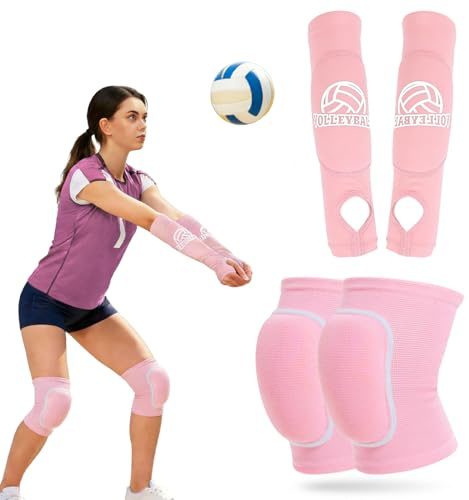 Hpbaggy Protezione per la pallavolo, 1 Paio Manicotti Pallavolo + 1 Paio spugna ginocchiere protettive, con Imbottitura Protettiva, per Anti-collisione per Calcio Basket