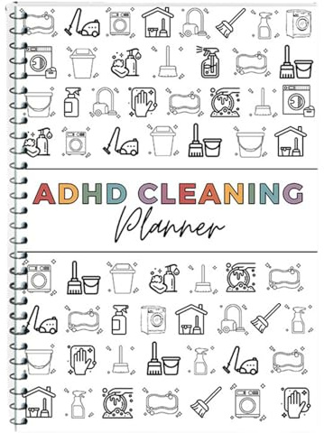 ADHD Cleaning Planner, Daily Weekly Monthly Cleaning Schedule​and Checklist Organiser with Visual Trackers, Customisable Household Chore Chart​ for Focus and Motivation