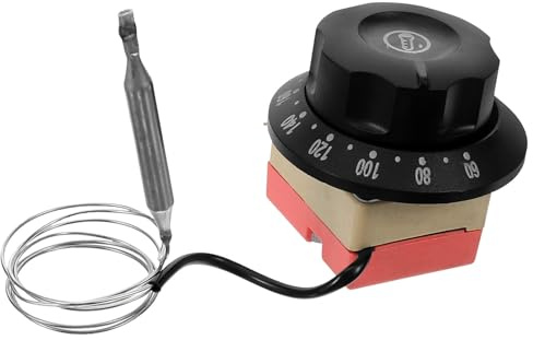 FONDOTIN Thermostat Temperaturregler Knopf für Elektrische Öfen und Fritteusen Stabiler Kunststoff und Keramik Allgemein Passend für Küche Schwarz