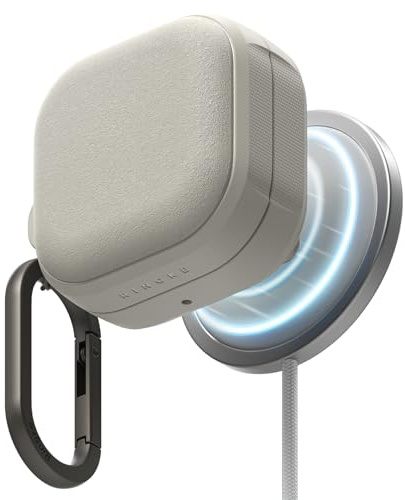 Ringke Onyx Magnetic für Samsung Galaxy Buds 4 Pro / 4 Hülle, [Kompatibel mit MagSafe] rutschfeste Stoßfeste Griffig Schutzhülle für Magnetisches Laden mit Karabiner - Warm Gray