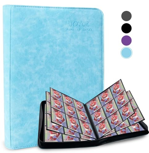 JOYUE Sammelalbum Karten Groß, Sammelkarten Album, Card Collection Album 9 Taschen 540 Karten PU Sammelmappe Karten, Trading Card Zip Binder für TCG, MTG-Karten, Sports, Football, Yugioh (Azur)