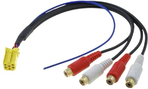 XBtouBUey Adattatore audio ISO a 4 RCA da 6 pin per uscita di linea ausiliaria - PVC nero da 26 cm