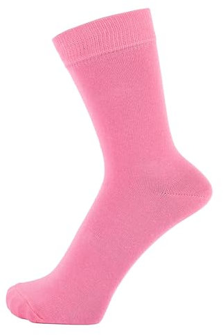 ZAKIRA Finest Combed Cotton Dress Socks in Plain Colours for Men, Women, 4-6 (UK), Pink