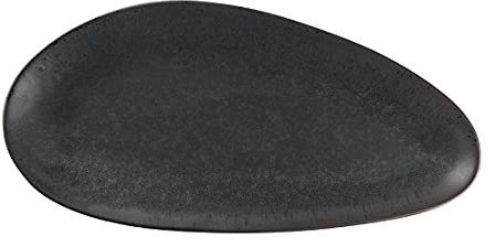 Olympia Fusion Porcelain Oval Plate Unglazed Foot, 250 x 120mm | Dark reactive glaze ensures every unique piece is dishwasher safe, offering a distinct backdrop for starters and desserts.