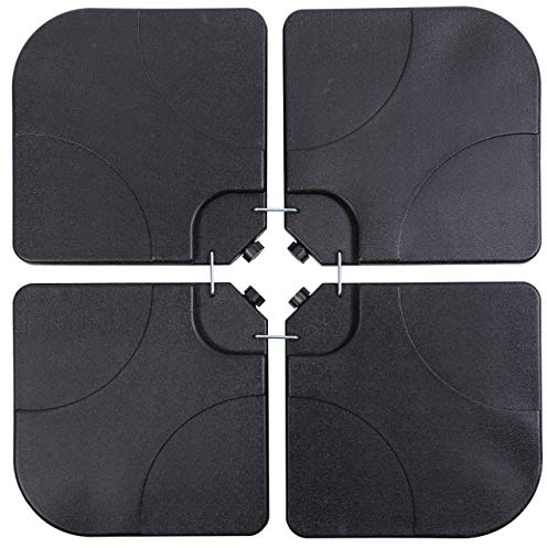 Sunnyglade 4PCS 176LB Square Shaped Water Or Sand Filled Umbrella Base Cantilever Offset Patio Market Umbrella Base Stand with U Locking (Black)