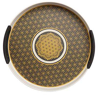 Goebel Blume des Lebens Schwarz - Tablett Lotus Yin Yang Bunt Bambus-Kombi 23500091