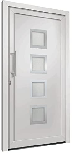 vidaXL Porta di Ingresso con Accessori Sicurezza Eleganza Entrata Casa Edifici Soglia Alluminio Rinforzi e Anima in Acciaio Bianca 98x208 cm