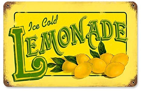Vintage Ice Cold Limonade Blechschild, Metall, Essen und Trinken, Retro-Schilder, Metallposter, Wandschild, Blechschild, 20,3 x 30,5 cm