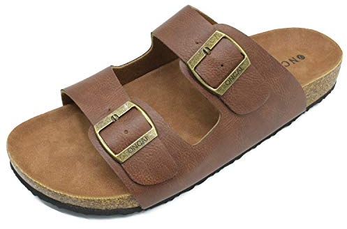 ONCAI Homme-Mules-Sandales-Claquette-Slide-Sandales de Plage Loisir Bout Ouvert Chaussures de Plage Kaki Taille 45