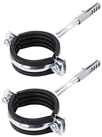 (Confezione da 2 pezzi) Staffe per tubi in metallo singolo antivibrazioni Morsetti a clip con rivestimento in gomma per tubi Ø 47-51 mm (2)