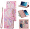 UEEBAI Wallet Case for iPhone 7 Plus iPhone 8 Plus, Premium PU Leather Magnetic Closure Geometric Marble Pattern Handbag Zipper Pocket Case Kickstand Card Slots Shockproof Flip Cover - Pink&Purple