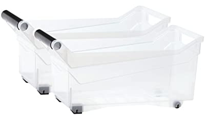 Kreher Rollbox, Aufbewahrungsbox, Sortierbox in Transparent, mit Griff in verschiedenen Größen (S, 2)