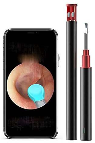 SMSOM Earwax Removal Tool with Camera,Earwax Cleaner Tools with 3.5mm Endoscope Wireless Ear Otoscope,Earwax Cleaner Pick Kit for Android,ios, Black (Color : Black)