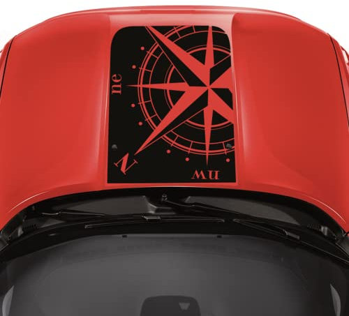 Generico Kit Striscia Adesiva Rosa dei Venti Cofano Ricambio Compatibile con Jeep, Adesivi Stickers Fiancate AUT Decal LOLLOMOTO