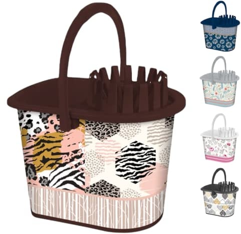 TIENDA EURASIA® Cubos de Fregar - Cubo de Fregona Sin Esfuerzo con Escurrefácil - Estampados Originales (Marron)