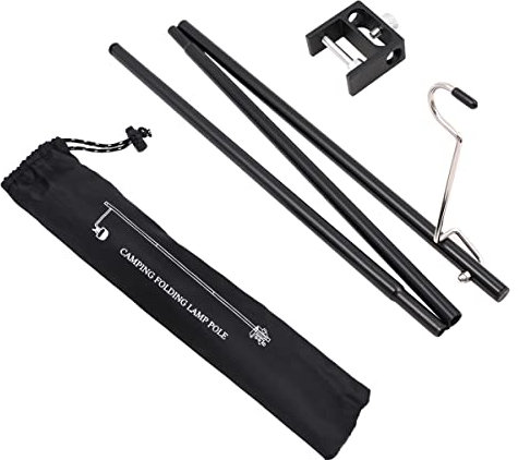 NUZAMAS Single Camping Lamp Pole Lamp Stand, Table and Ground Universal Lantern Hanger 4 Sections 120cm Lightweight Aluminum Alloy Light Pole for Picnic Hiking Outdoor with Carry Bag