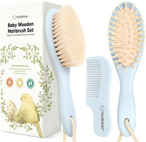 Baby Haarbürsten Set für Neugeborene, 3-in-1 Pflegeset (Oval,Frost)