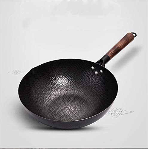 Eisen-Wok-Pfanne aus Gusseisen, nicht beschichteter Topf, allgemeine Verwendung für Gas- und Induktionsherde, 32 cm, chinesisches Wok-Kochgeschirr, Pfanne, Küchenwerkzeuge (Color : Iron Pot) (Iron P