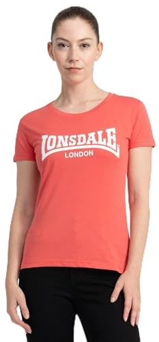 Lonsdale Damen-T-Shirt aus Baumwolle, Rundhalsausschnitt, Freizeitkleidung | 100 % gekämmte Baumwolle, weicher Griff, normale Passform, bequemes Kurzarm-T-Shirt für Reisen, Fitnessstudio & den Alltag