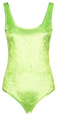 Exes Underwear Body in Velluto Spalla Larga Elasticizzato Tinta Unita Verde e Fucsia Fluo mod.D783 (Verde Fluo, M)