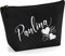 Personalisiert Name Initialen Herz Wirbel Kosmetiktasche Damen Schminktasche für Handtasche Makeup Tasche - Glitter oder Flocke Material Druck - Holo Weißer Glitzer - M | Schwarz