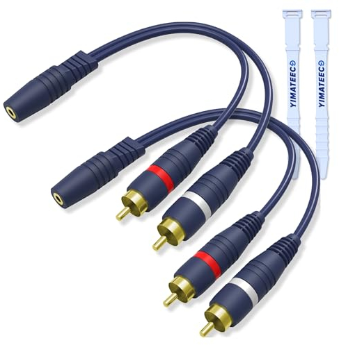 Câble Répartiteur RCA Jack Audio Stéréo 3,5mm à RCA Câble AV R-C-A 1 Femelles à 2 Mâle Cinch Y Adaptateur Connecteurs pour HiFi, Récepteur, Home Cinéma (Câble Audio 3,5mm R-C-A, Paquet de 2)