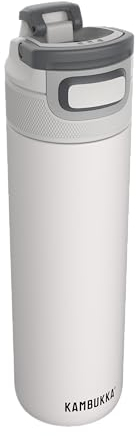 Kambukka Edelstahl Trinkflasche - Modell ELTON INSULATED CHALK WHITE - 600 ML - Wasserdichte Thermosflasche: Snapclean Technology - Spülmaschinenfest Deckel – bequemer Griff - Leicht zu halten